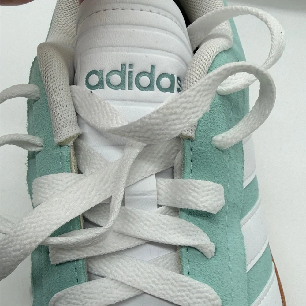 adidas Mint Green Suede Sneakers with White Stripes and Gum Sole NWOT - Picture 4 of 8
